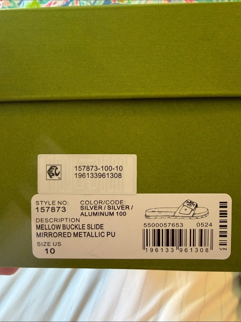 Tory Burch mellow buckle slide sandal in mirrored Metallic  10 new in box